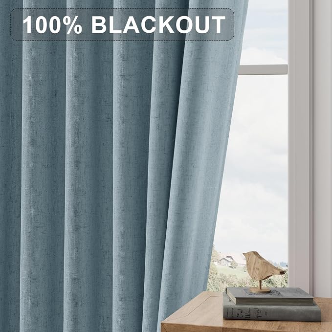 Joywell 100% Blackout Extra Long Linen Curtains 120 Inches Long - Image 7