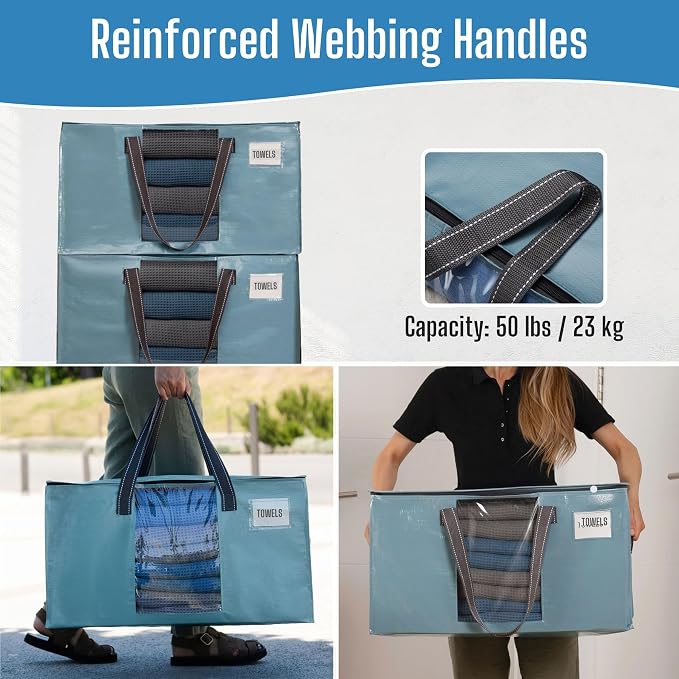 VENO Moving Bags, Wide Open Top, Light Blue, 10 Pack | Moving boxes Alternative - Image 4
