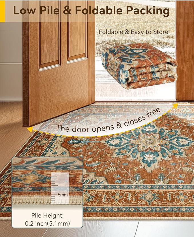 RELEANY Washable Area Rug, Square 6'x6', Water Repellent, Pet Friendly - Image 3
