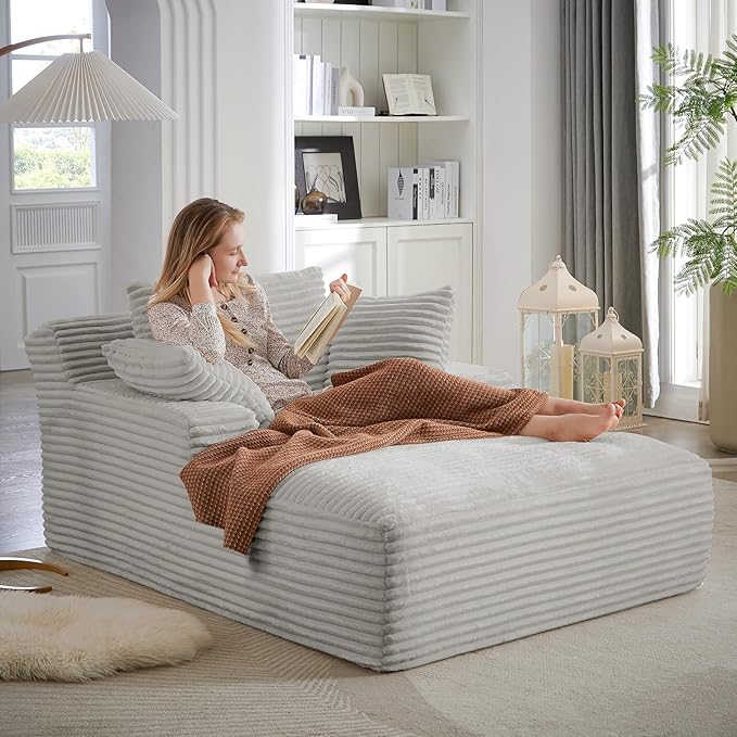 Oversized Chaise Lounge Chair Indoor, Comfy Fluffy Cloud Couch, Modern Deep by JEEOHEY