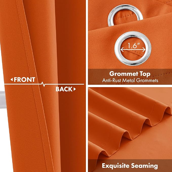 Fall Orange Blackout Curtains for Bedroom Living Room W40 x L84 Inch | 84 Inch - Image 3