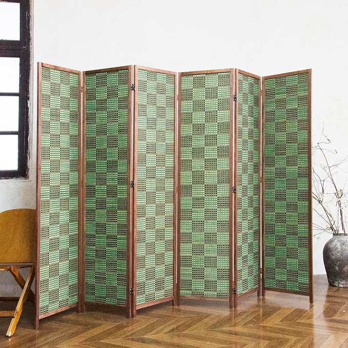 6 Panel Bamboo Room Divider, 5.6 ft Tall Double-Sided Folding Privacy Screen - Image 4