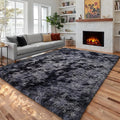 Abstract Soft Shaggy Rugs for Living Room 5x8 Ft, Tie-Dyed Grey Fluffy Rugs for by PAGISOFE