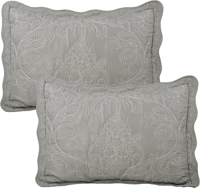 Home Soft Things Damask 4 Piece Bedspread Set, Scalloped Edge Reversible - Image 6
