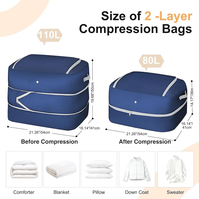 Comforter Storage Bag - 110L Large Capacity Blanket Storage Bags Ultra Space - Image 2