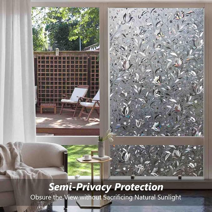 Kromapolis Window Privacy Film, Stained Glass, Non-Adhesive Renter-Friendly - Image 4