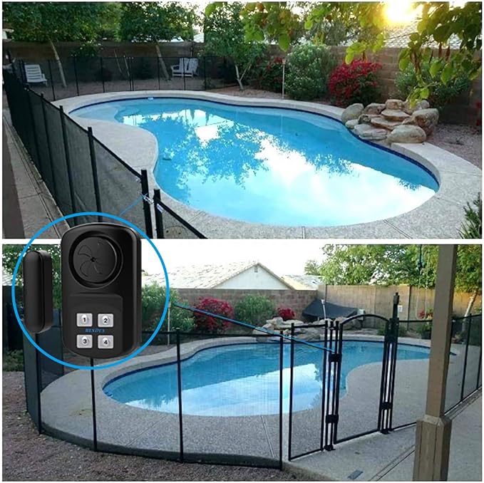 HENDUN Outdoor Door Alarm with Remote Keypad, Waterproof IP67,Inground Pool Safety Alarm,Gate Open Sensor, 140 dB Super Loud, Prying Door Entrance Alert (1 Pack)