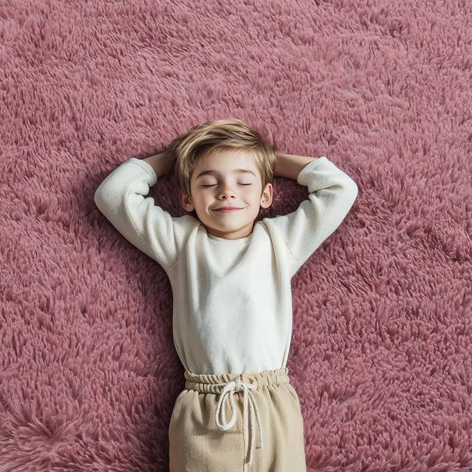 4x6 Area Rugs for Bedroom, Blush Soft Fluffy Shag Bedside Rugs | Non-Slip Floor - Image 6