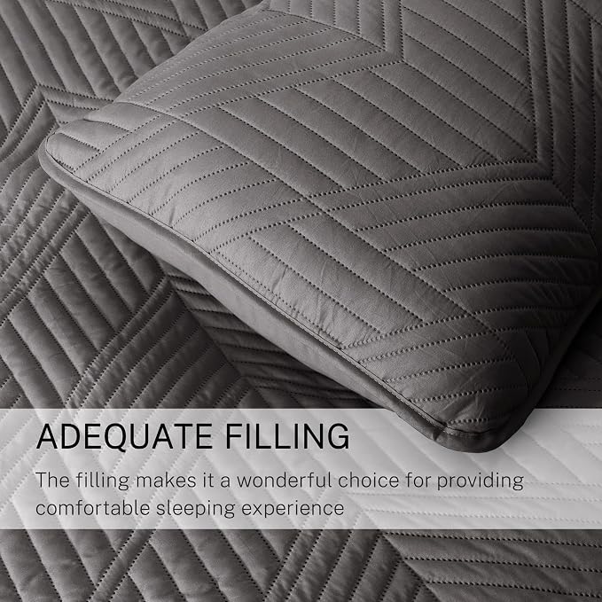 Exclusivo Mezcla Ultrasonic King Quilt Bedding Set, Soft Microfiber, Modern - Image 6