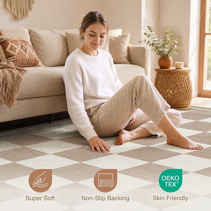 cotiled Boho 8x10 Area Rugs for Living Room: Large Moroccan Washable Rug | - Image 3