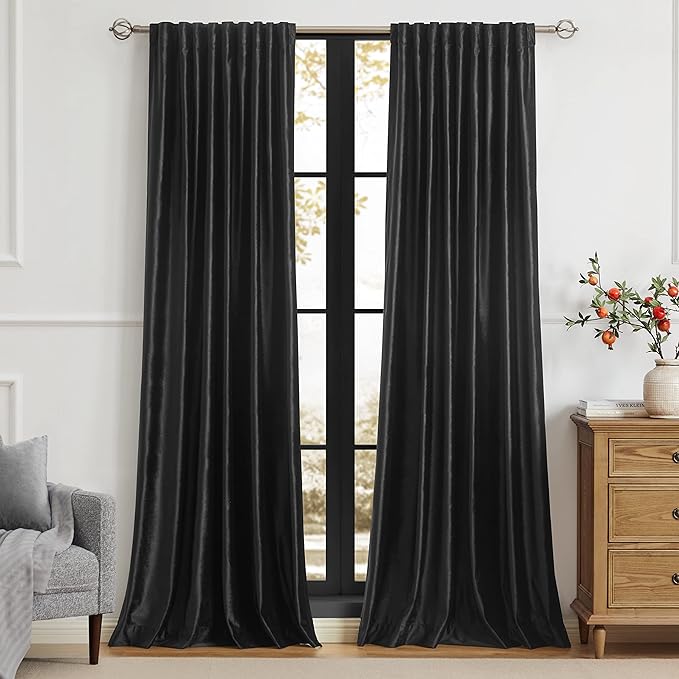 PRIMROSE Black Curtains 108 inch by PRIMROSE