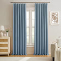 Dusty Blue Pinch Pleated Curtains 120 Inches Long 10 FT Length Room Darkening by KEQIAOSUOCAI