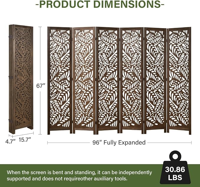 Leaf-Carved Room Divider Privacy Screen - Image 4