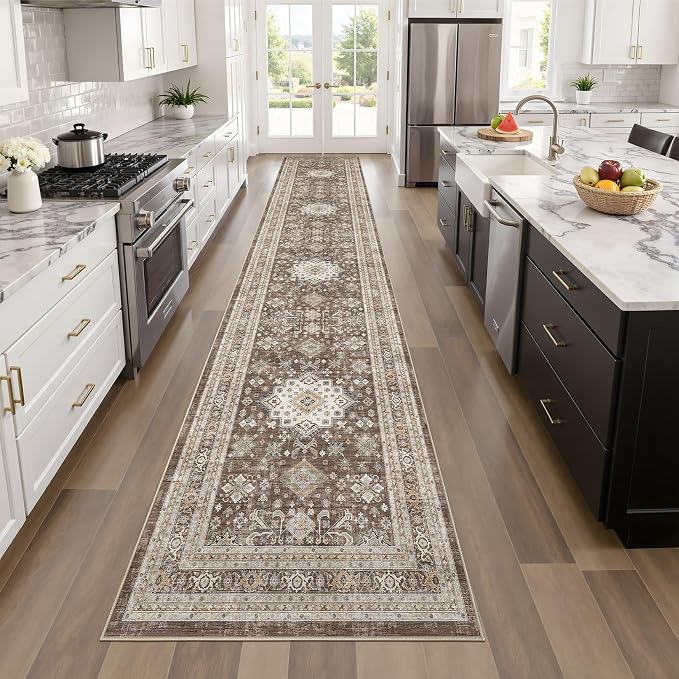 cotiled 2x8 Hallway Runner Rug for Entryway, Non-Slip Vintage, Dark Brown | - Image 6