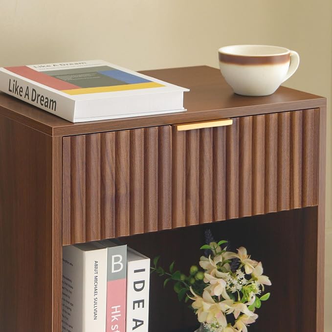 Fultyle Nightstand with Charging Station, Fluted Night Stand with USB and Type - Image 7