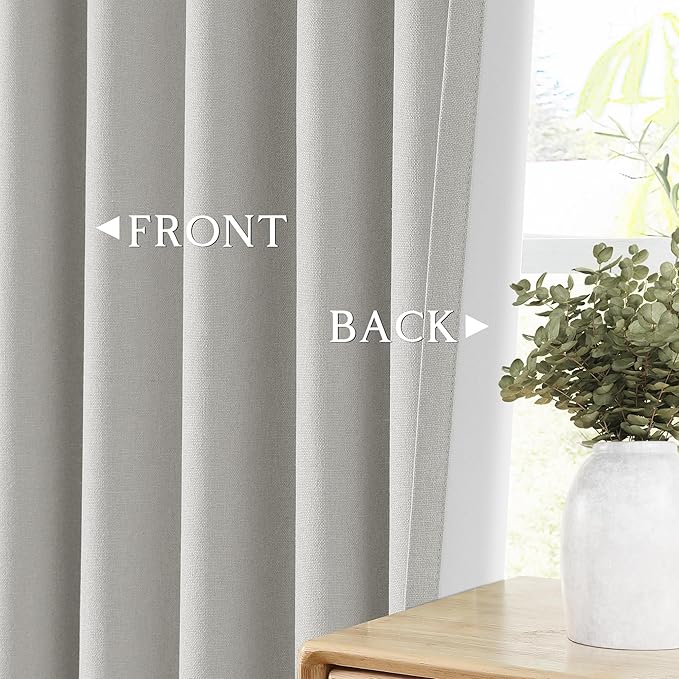 ChrisDowa 100% Blackout Light Grey Solid Curtains 72 Inches Long 2 Panels for Bedroom Living Room,Farmhouse Room Darkening Thermal Insulated Soundproof Grommet Top Window Treatment Drapes,52x72