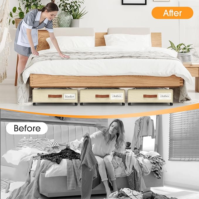 Under Bed Storage with Wheels 3Pack Storage Containers with Clear Window | - Image 6