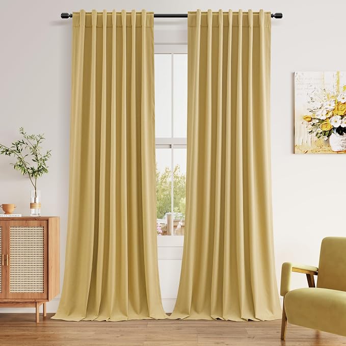 100% Blackout Curtains 96 Inch Length 2 Panels Set by Guken