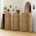 Compact 6 Panel Short Room Divider, 47.2 Inch Tall Double-Sided Rattan Folding by PawlaBay