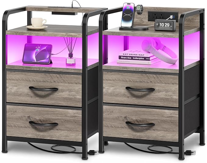 Huuger Nightstands Set of 2, Night Stand by Huuger