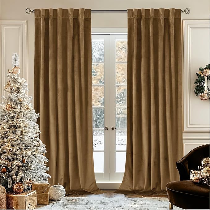 BGment Velvet Curtains for Living Room, 2 Panels, 42x84 Inch, Bronze Brown | by BGment