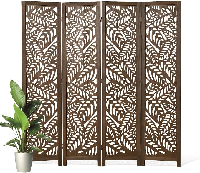 Leaf-Carved Room Divider Privacy Screen by Svimi