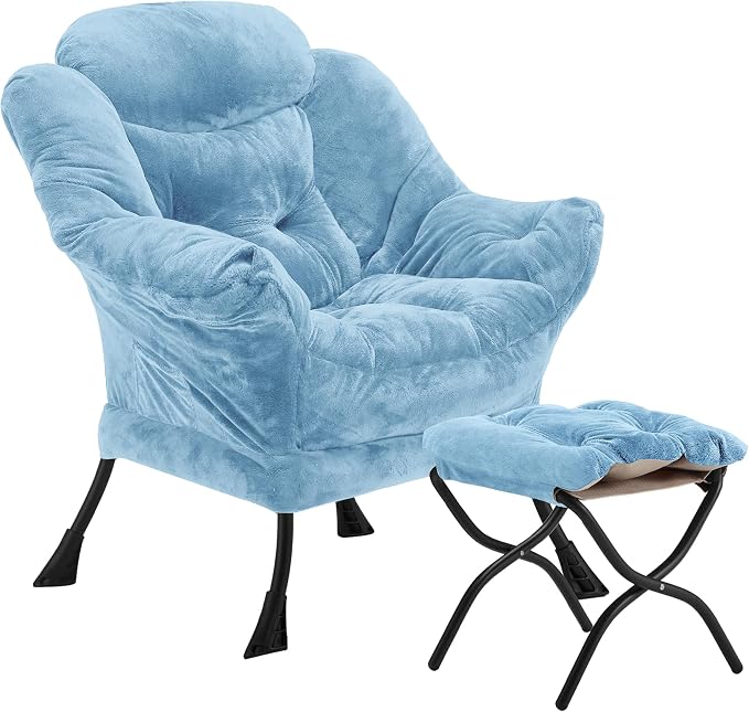 Youtanic Lazy Chair with Folding Ottoman, Accent Chair Plush Upholstered with by Youtanic