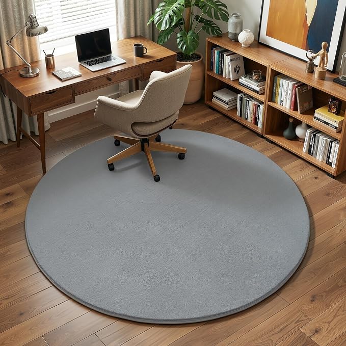 Grey Round Area Rugs 5ft Circle Rugs - Image 7