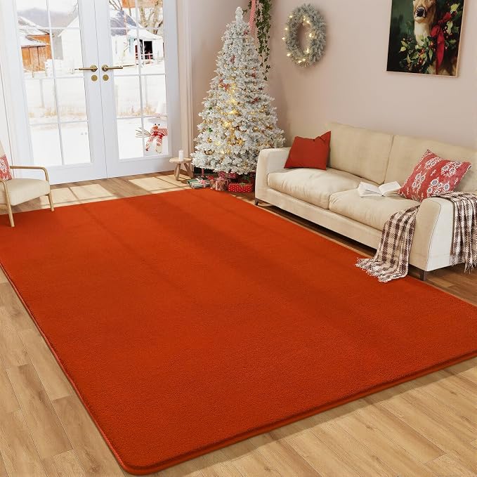 Modern Area Rug for Bedroom Living Room, 4x6 Orange Memory Foam Rug | Thickened - Image 8