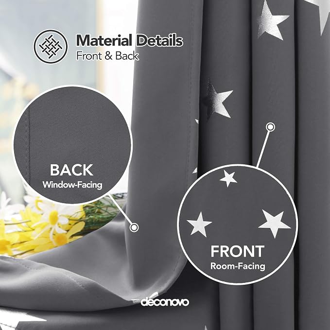 Deconovo Light Grey Blackout Curtains 2 Panel Set - Image 2