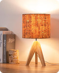 EDISHINE Small Table Lamp, Wood Tripod Nightstand Lamp, Bark Linen Shade | 14.2 by EDISHINE