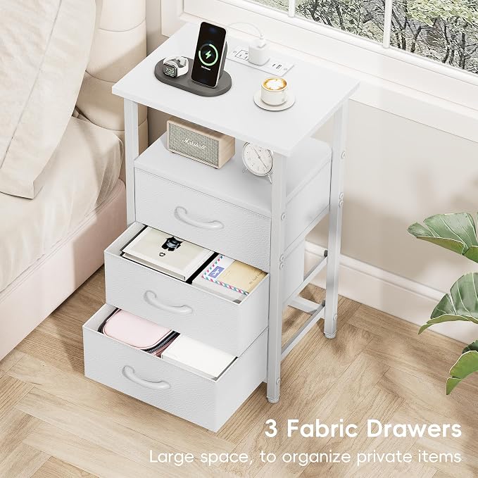 Night stand Set 2 with Charging Station, LED Nightstand - Image 9