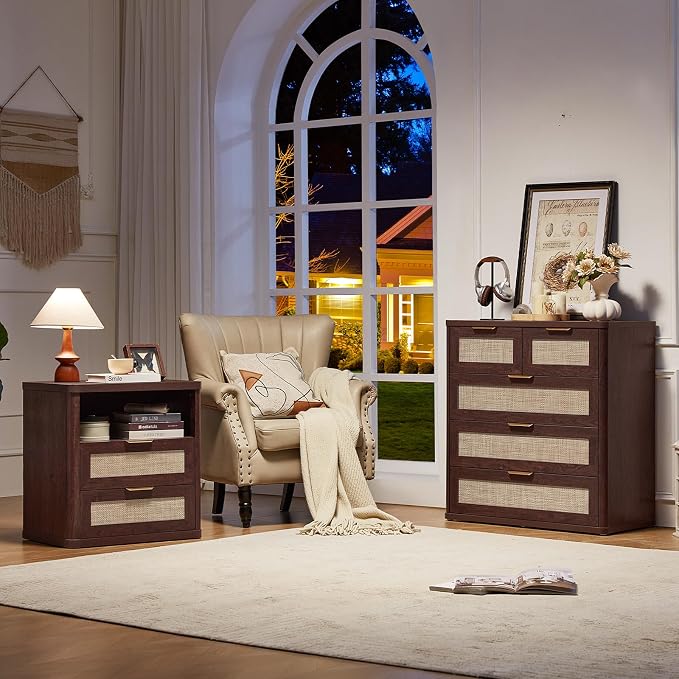 LEYAOYAO Rattan Dresser for Bedroom, 33.5" Tall Chest of Drawers, Modern 5 - Image 7