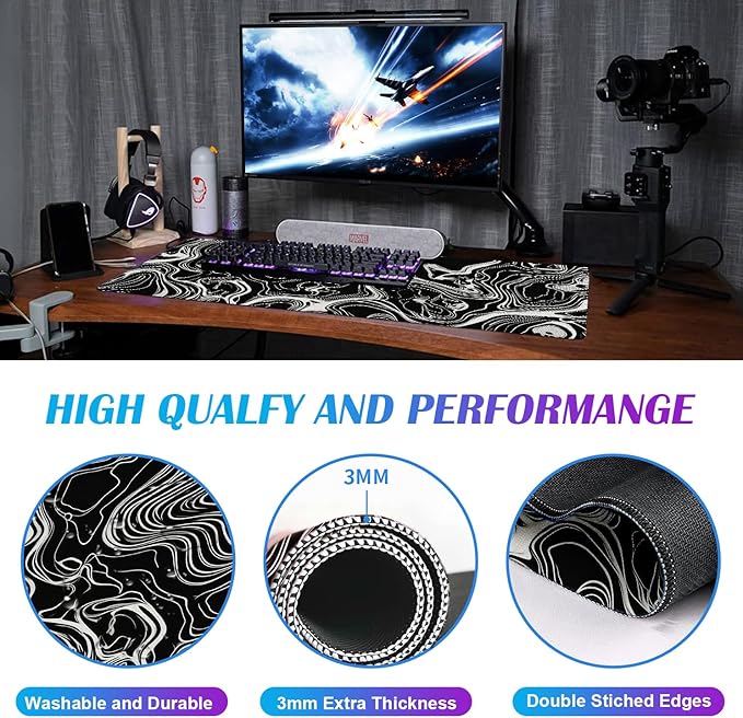Minimalist Abstract Line XL Mouse Pad, Suitable for Home Office and Study Keyboard Mouse Pad 35.4 x 15.7 x 0.12 Inches