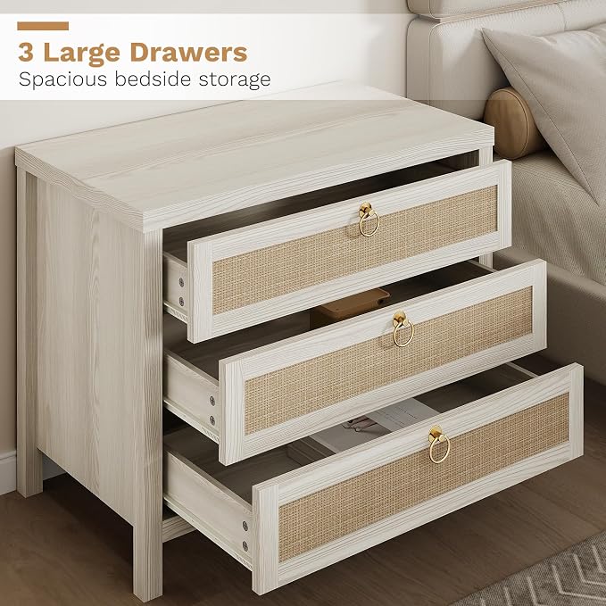 Eclatara Large Rattan Night Stand Boho Nightstand - Image 3