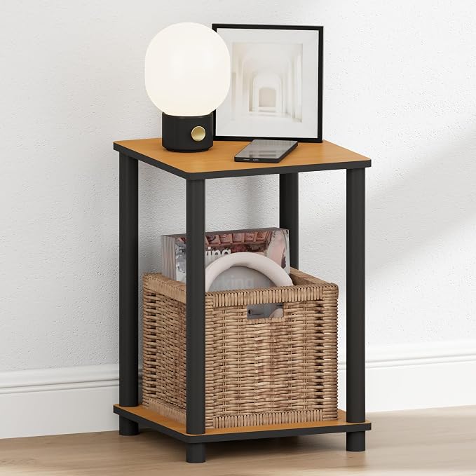 Furinno Turn-N-Tube Night Stand, 2-Tier Open Shelf Design Nightstand, Toolless - Image 4