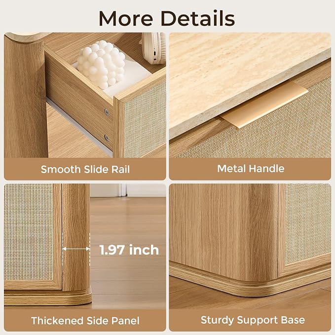 Night Stand, 23.11" W Rattan Nightstand - Image 4