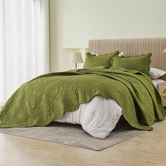 Kingnex Oversized King Bedspreads 128x120 Olive Green | Lightweight, Extra Wide - Image 7