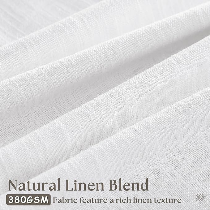 Pinch Pleated Extra Wide Linen Curtains 84 Inches Long for Patio Sliding Glass Door White 60 Inch Wide Pleated Drapes with Hooks Rings Neutral Semi Sheer 60x84 Curtain for Living Room 1 Panel