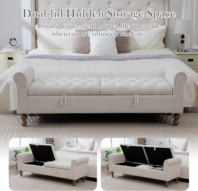 Aoiy & Wifon 65.7" W Large Storage Ottoman Bench, King Size End of Bed Storage - Image 6