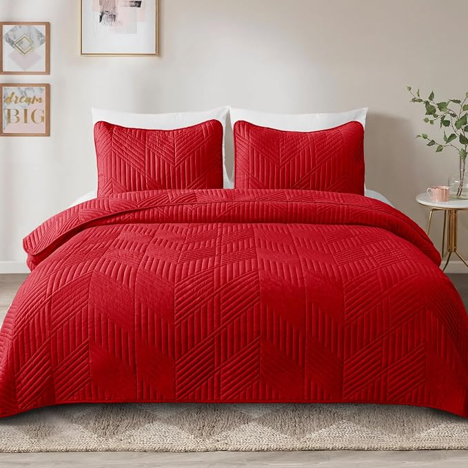 Exclusivo Mezcla Ultrasonic Full Queen Quilt Bedding Set, Soft Microfiber - Image 2