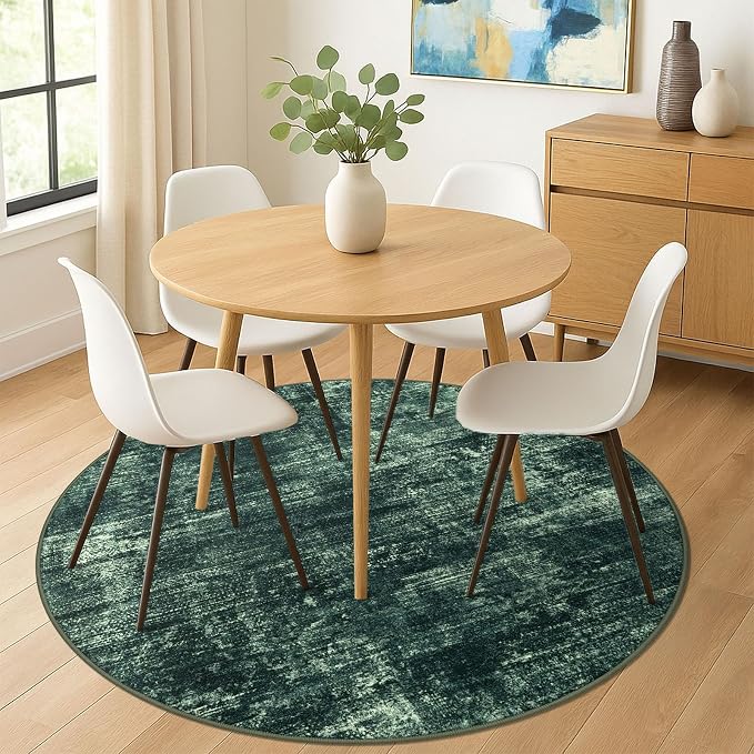 Abstract Round Area Rug 6 Ft Washable Circle Rugs Large Round Rug Non Slip Thin - Image 2