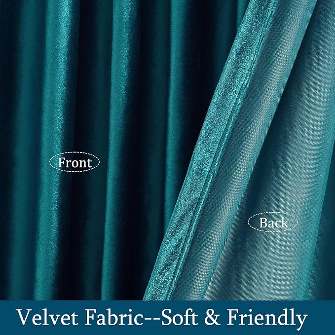 Elegant Teal Velvet Curtains 102 inches - Image 5