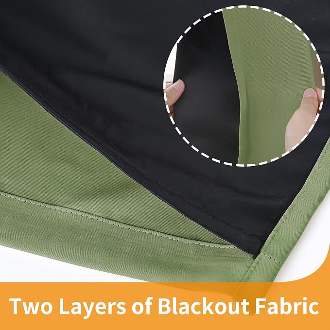 YoungsTex 100% Blackout Curtains 48 Inch Length 2 Panels, Room Darkening Drapes - Image 8