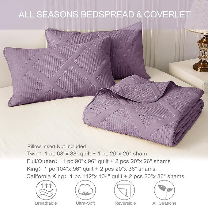 Exclusivo Mezcla Twin Size Quilt Set, Dusty Lavender | Soft Bedspreads - Image 6