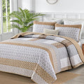WONGS BEDDING Brown King Quilt Bedding Set, Bohemian Stripe Bedspread | by WONGSBEDDING