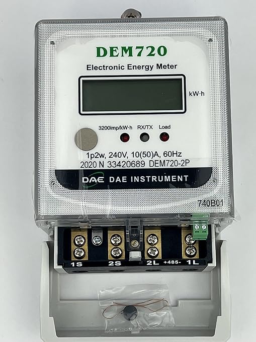 DAE DEM720-2P, 240V Electric kWh Submeter, RS485, 1P2W (2 hot wire), 50A, Internal CT