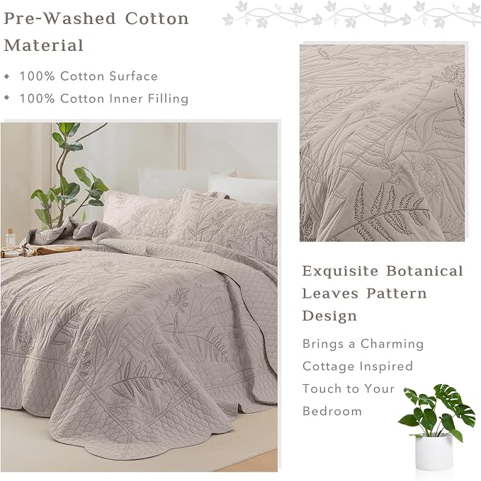 CozyTide Oversized King Bedspread 118"x106", Pre-Washed Cotton Oversized King - Image 3