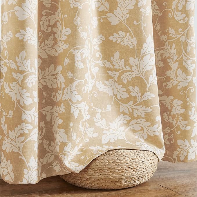 jinchan Brown Floral Blackout Curtains 84 Inch Farmhouse Grommet 2 Panels | - Image 8