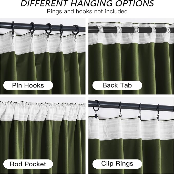 RYB HOME Green Velvet Blackout Curtains 84 inches - Image 4